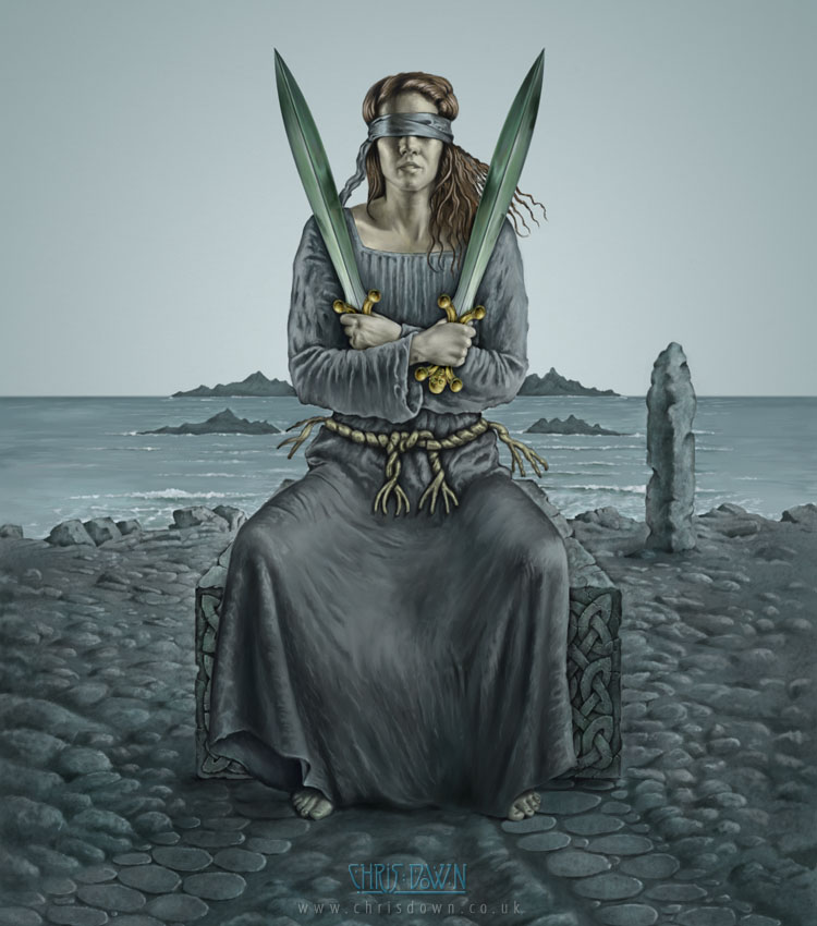 The Two of Swords from The Celtic Tarot


