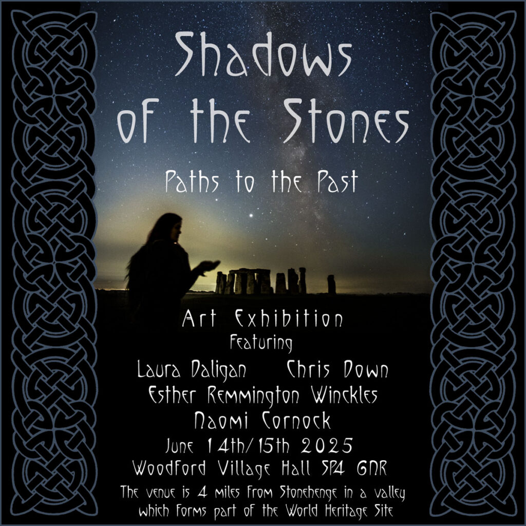 Flyer for the Shadows of the Stones: Paths to the Past Art Exhibition 2025